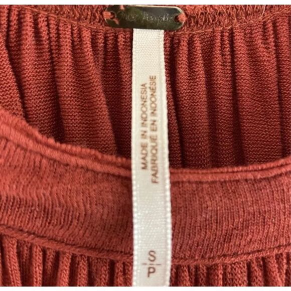Free people BoHo peasant top burnt red women's small - Picture 6 of 6